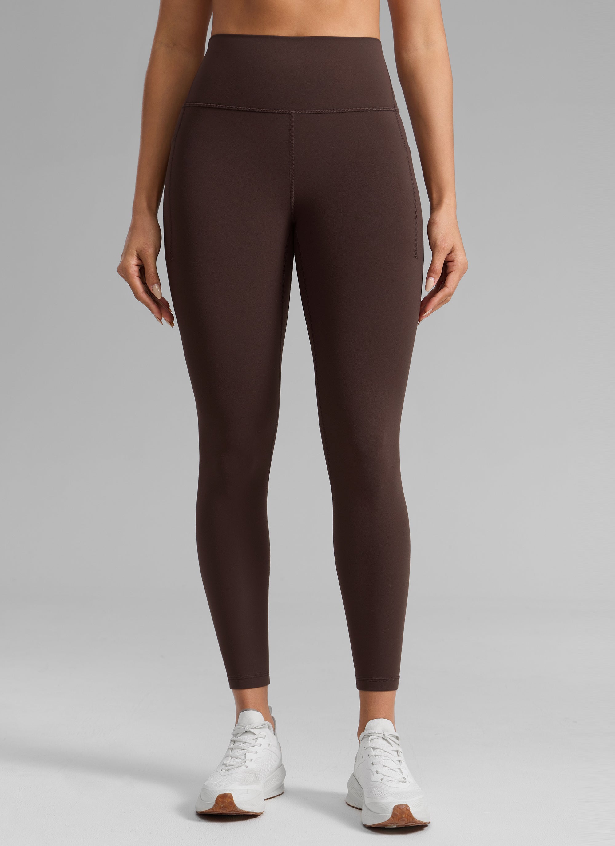 CRZ YOGA Women's Butterlift Workout High Rise Pocket Leggings 25'' Hot Fudge Brown @model_info:Dany