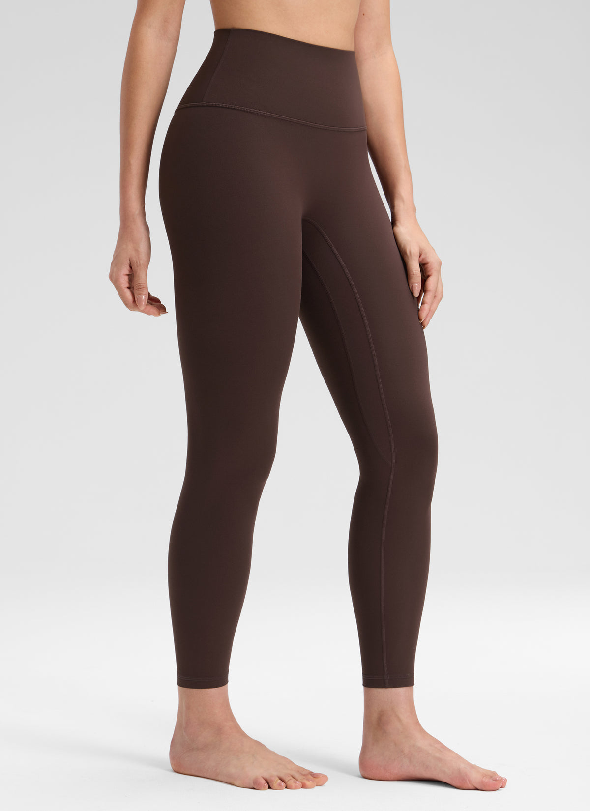 CRZ YOGA Women's Butterluxe Yoga High Rise No Front Seam Legging 25'' Hot Fudge Brown @model_info:Bruna