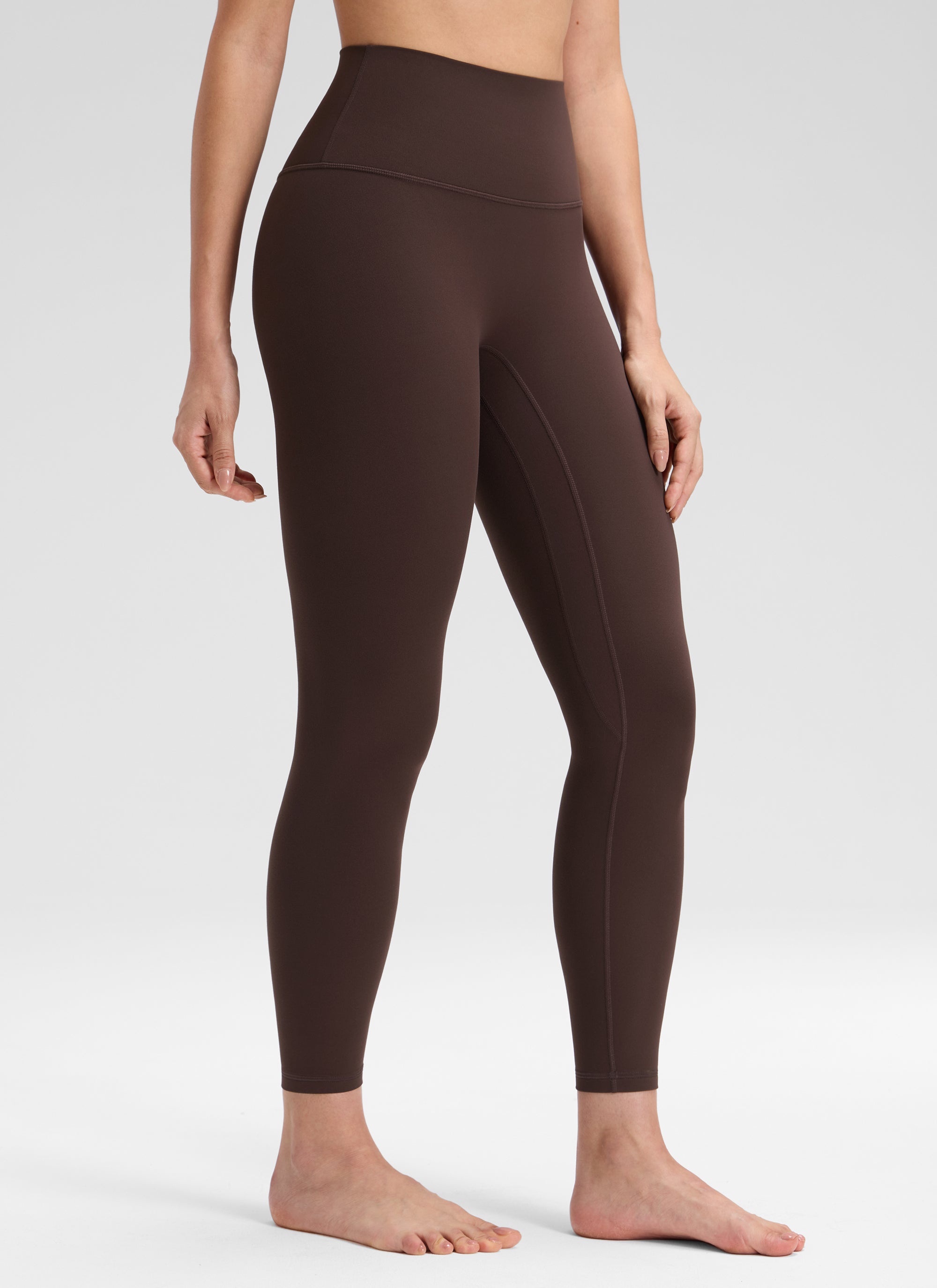 CRZ YOGA Women's Butterluxe Yoga High Rise No Front Seam Legging 25'' Hot Fudge Brown @model_info:Bruna