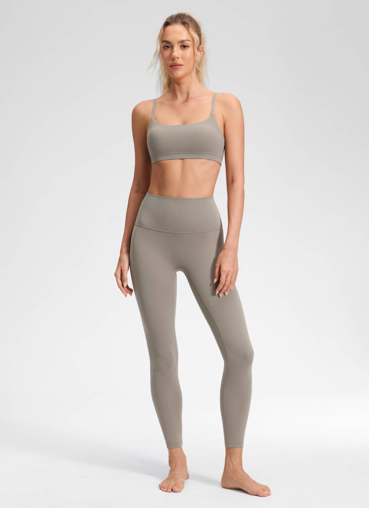 CRZ YOGA Women's Butterluxe Yoga High Rise No Front Seam Legging 25'' Warm Ash Grey @model_info:Anna