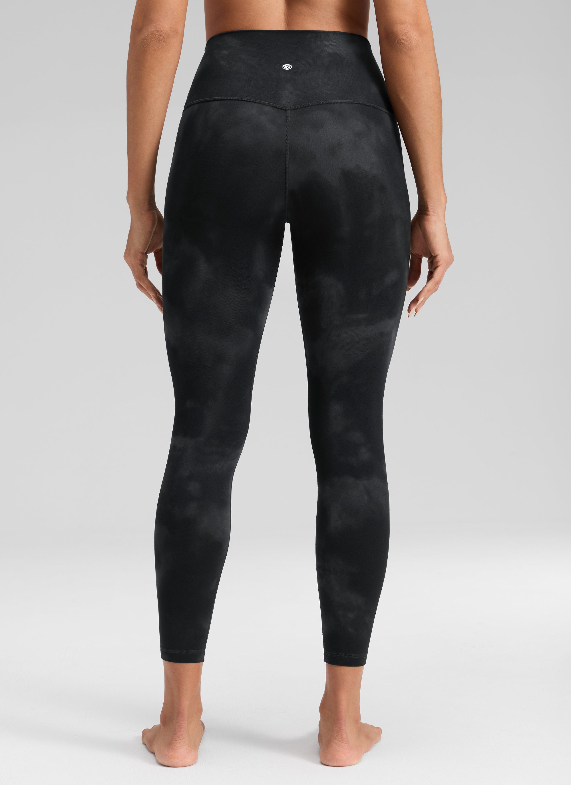 CRZ YOGA Women's Butterluxe Yoga High Rise No Front Seam Legging 25'' Black Tie Dye Flowers