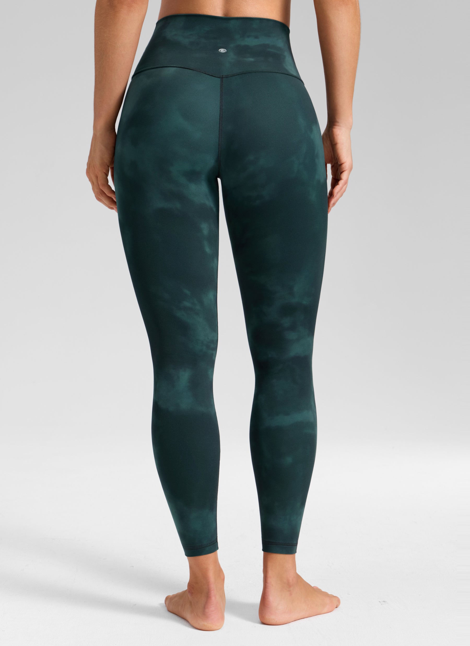CRZ YOGA Women's Butterluxe Yoga High Rise No Front Seam Legging 25'' Emerald Green Tie-Dye Flowers @model_info:A