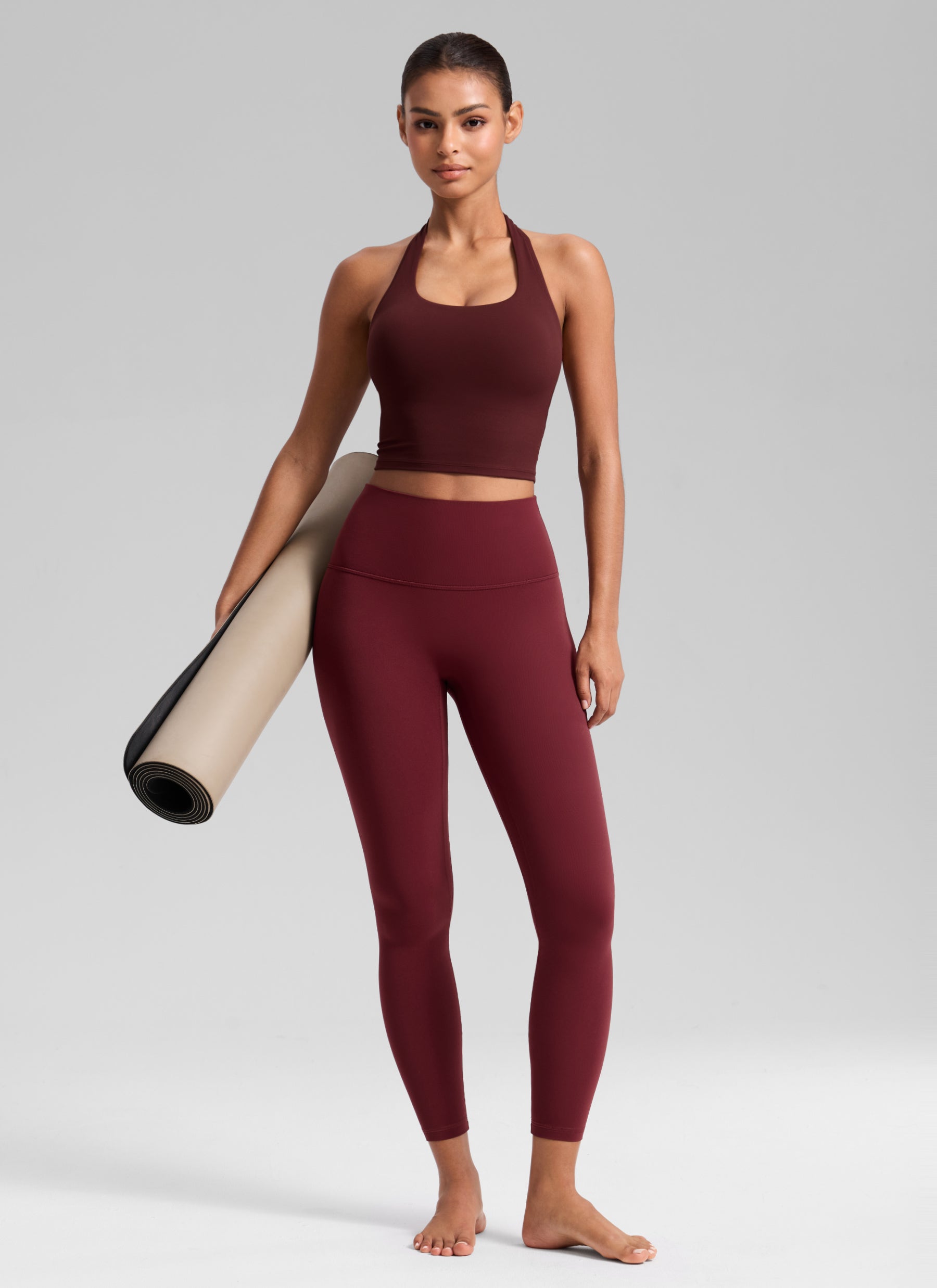 CRZ YOGA Women's Butterluxe Yoga High Rise No Front Seam Legging 25'' Burgundy Bay