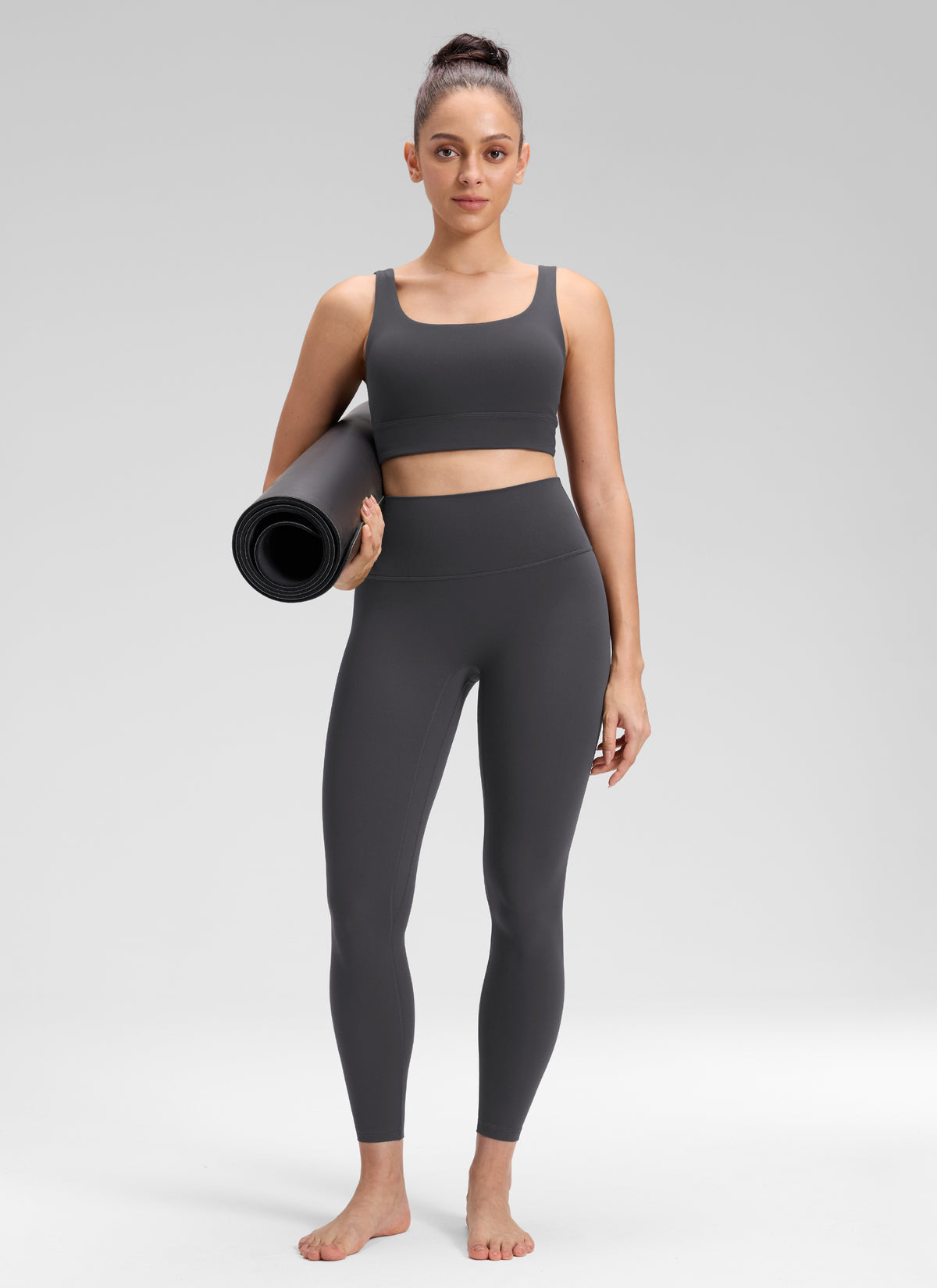 CRZ YOGA Women's Butterluxe Yoga High Rise No Front Seam Legging 25'' Mysterious Grey @model_info:Bruna