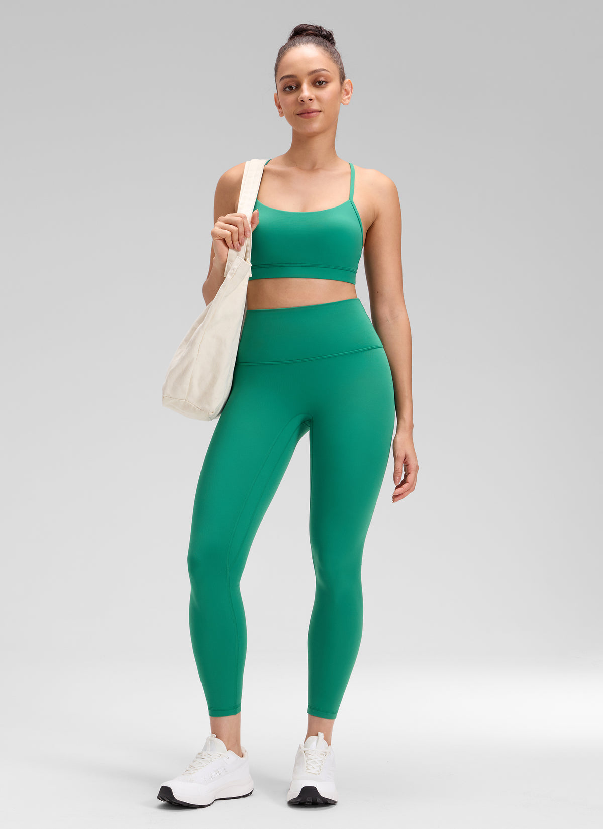 CRZ YOGA Women's Butterluxe Yoga High Rise No Front Seam Legging 25'' Cascadia Green @model_info:Bruna