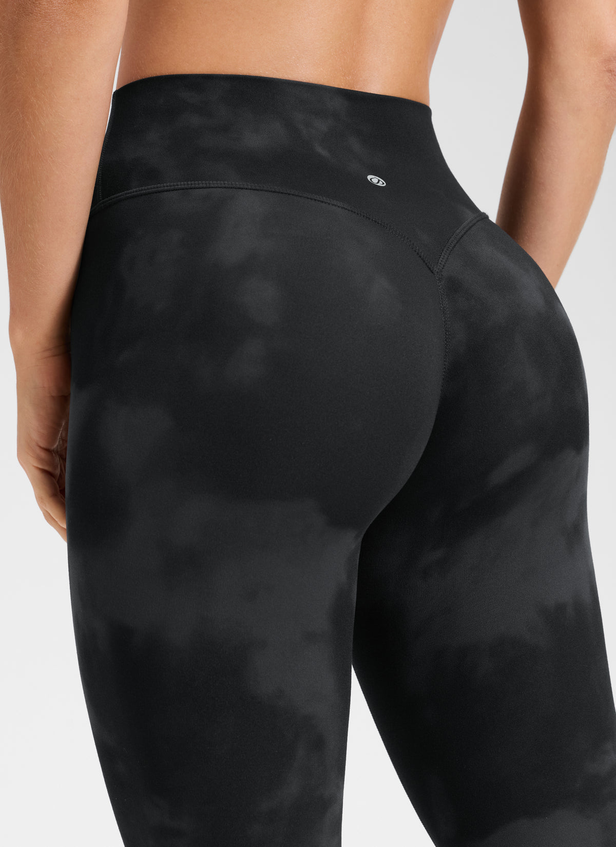 CRZ YOGA Softretch Secretsculpt™ Minor High Rise Front Seam Legging Black Tie Dye Flowers @model_info:Aline