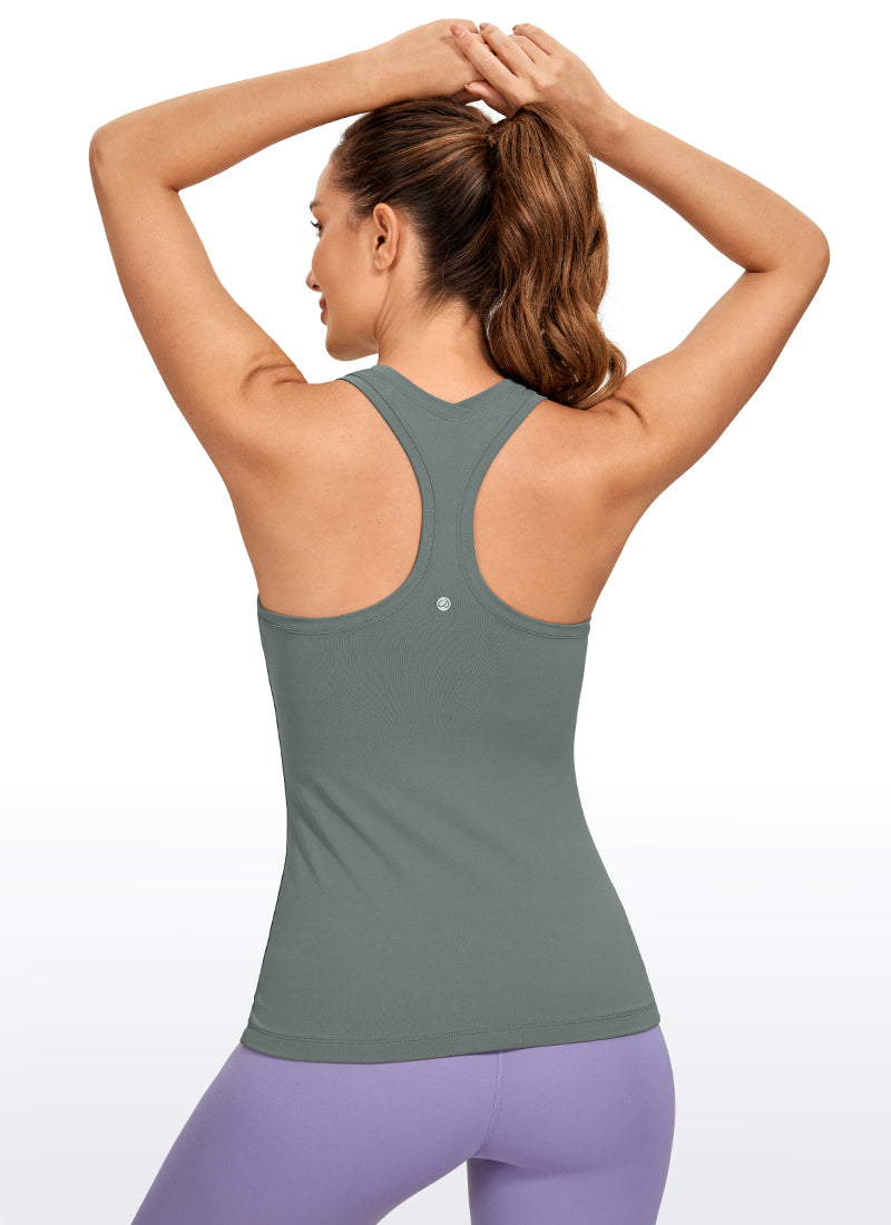 CRZ YOGA Women's Yoga Slim Fit Tops Butterluxe Tank Racerback Grey Sage @model_info:NEW1