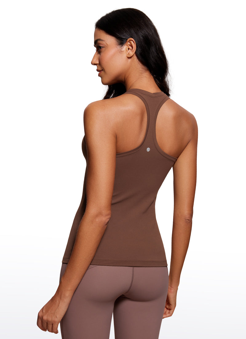 CRZ YOGA Women's Yoga Slim Fit Tops Butterluxe Tank Racerback Coffee Brown @model_info:M