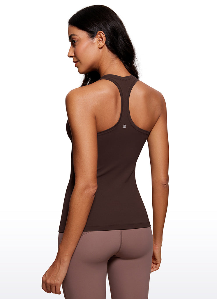 CRZ YOGA Women's Yoga Slim Fit Tops Butterluxe Tank Racerback Mojave Tan