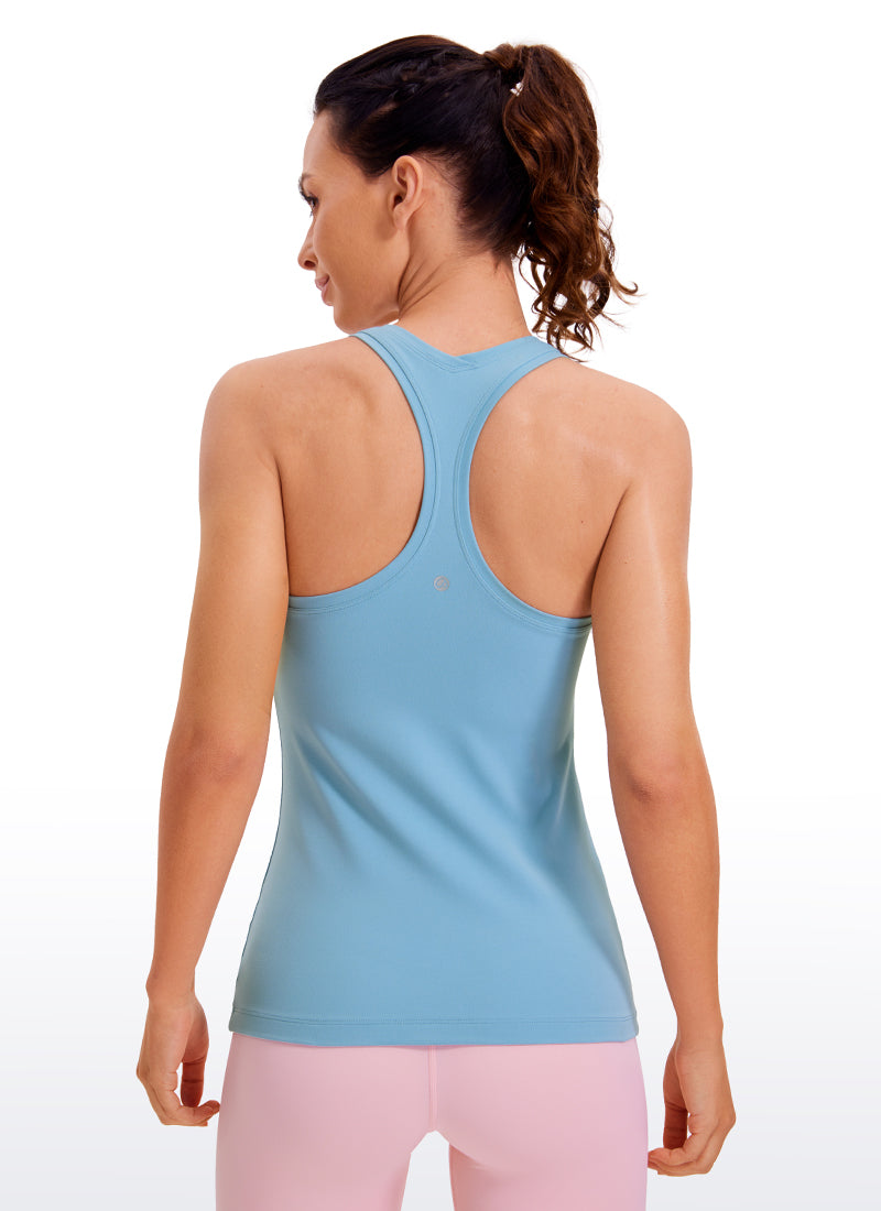 CRZ YOGA Women's Yoga Slim Fit Tops Butterluxe Tank Racerback Pure Blue @model_info:B
