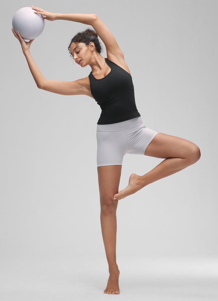 CRZ YOGA Women's Yoga Tight Fit Butterluxe Crewneck Tank Top Racerback Black