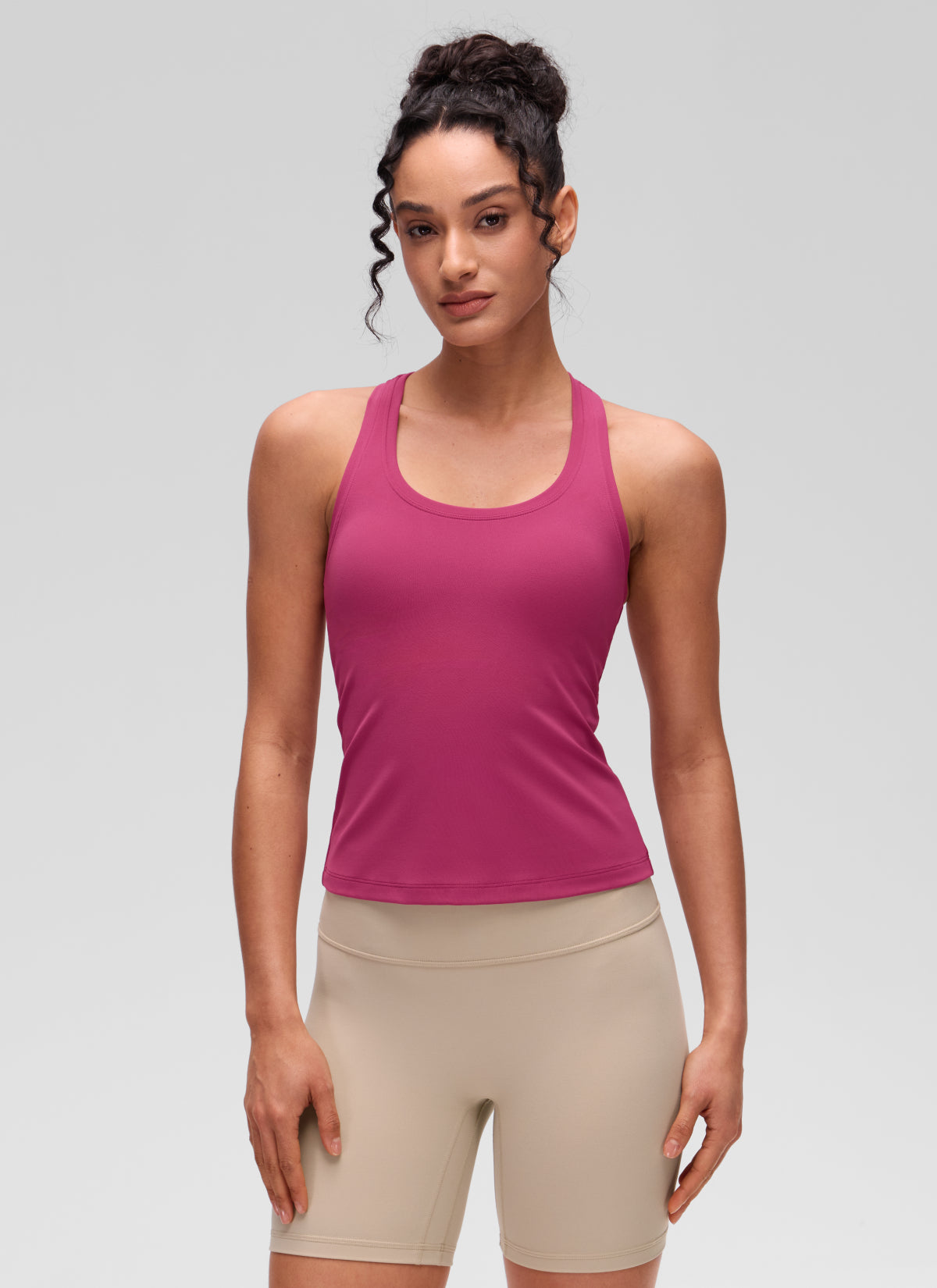 CRZ YOGA Women's Yoga Tight Fit Butterluxe Crewneck Tank Top Racerback Washed Mauve
