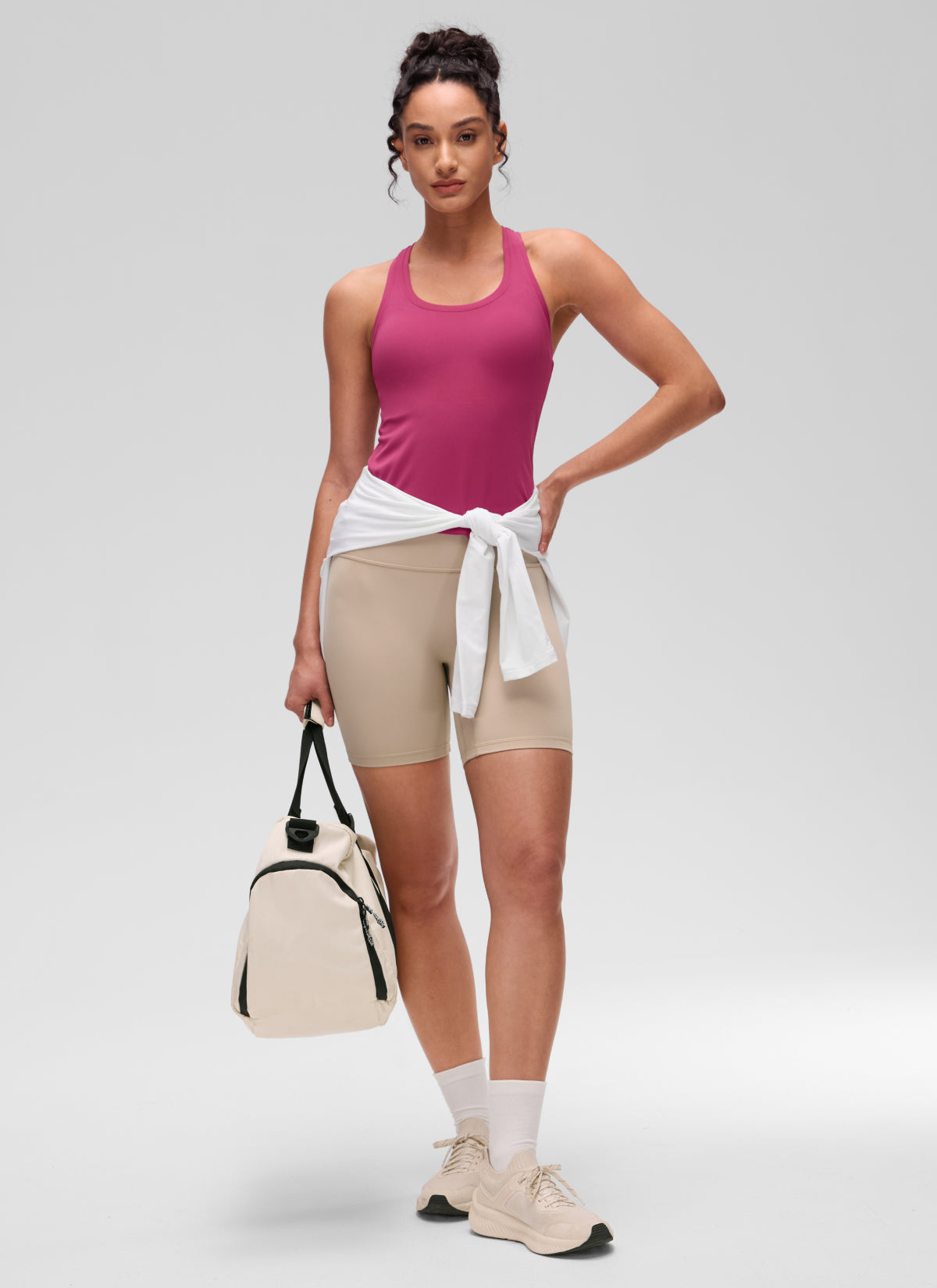 CRZ YOGA Women's Yoga Tight Fit Butterluxe Crewneck Tank Top Racerback Washed Mauve
