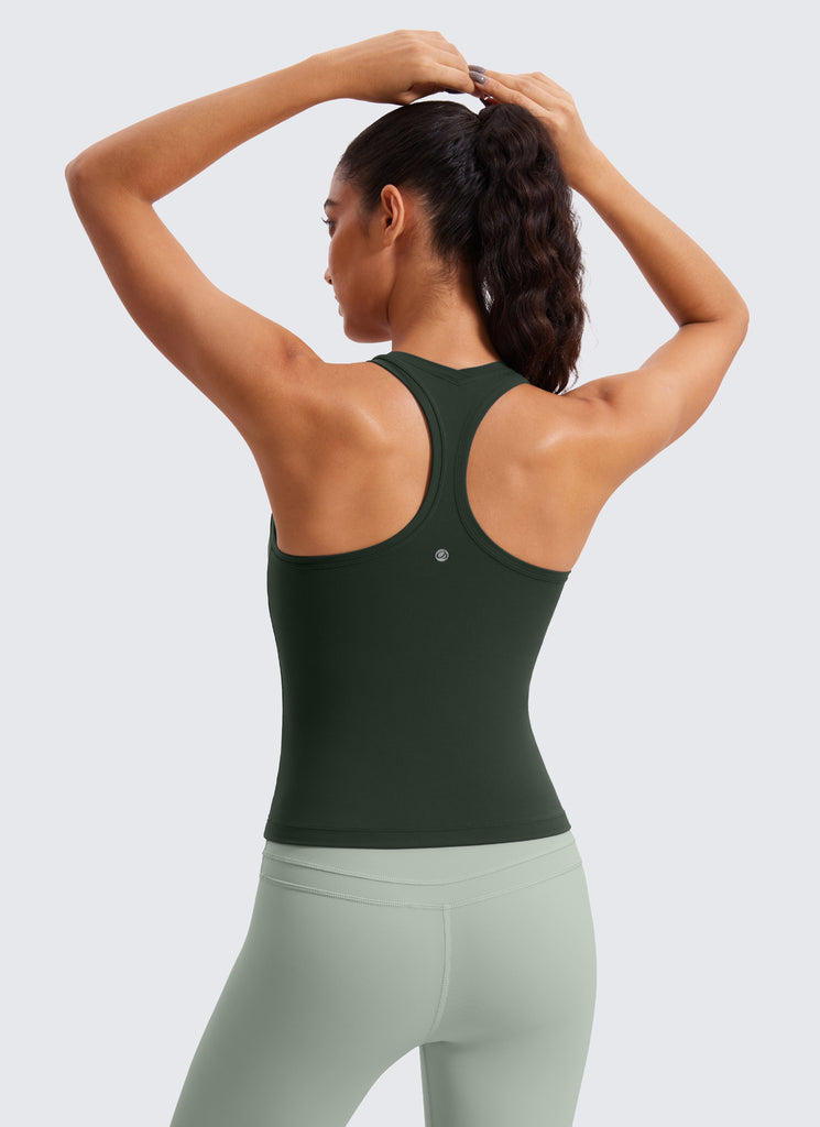 CRZ YOGA Women's Yoga Tight Fit Butterluxe Crewneck Tank Top Racerback Deep Purple