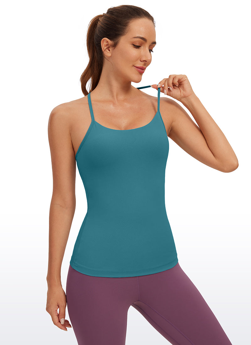 CRZ YOGA Women's Yoga Slim Fit Butterluxe Built-in Bra Tank Y Back Green Jade