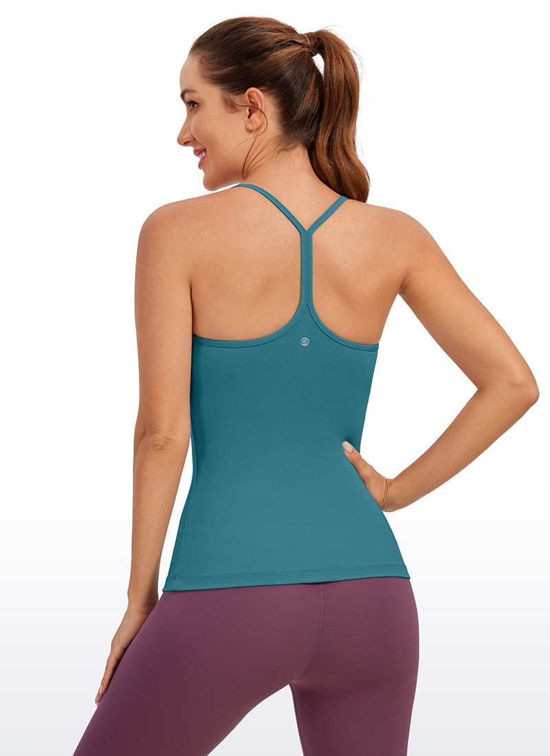 CRZ YOGA Women's Yoga Slim Fit Butterluxe Built-in Bra Tank Y Back Green Jade