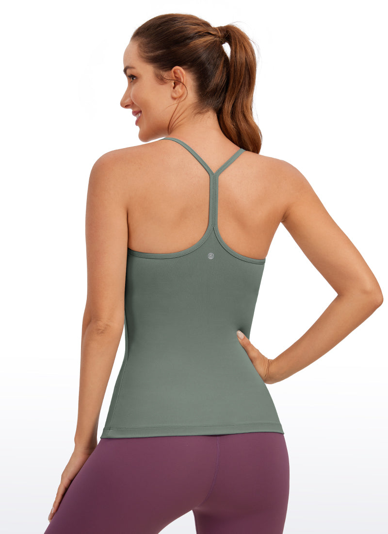 CRZ YOGA Women's Yoga Slim Fit Butterluxe Built-in Bra Tank Y Back Grey Sage