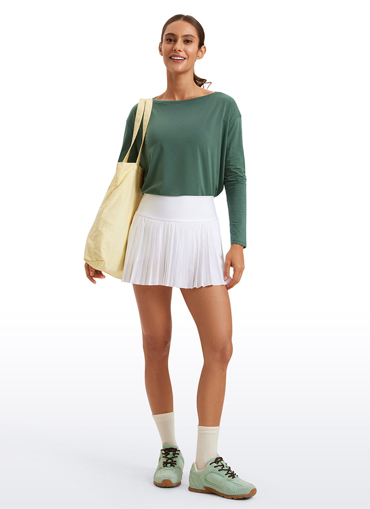 CRZ YOGA Women's Casual Loose Fit Pima Cotton Long Sleeves Boat Neck Graphite Green