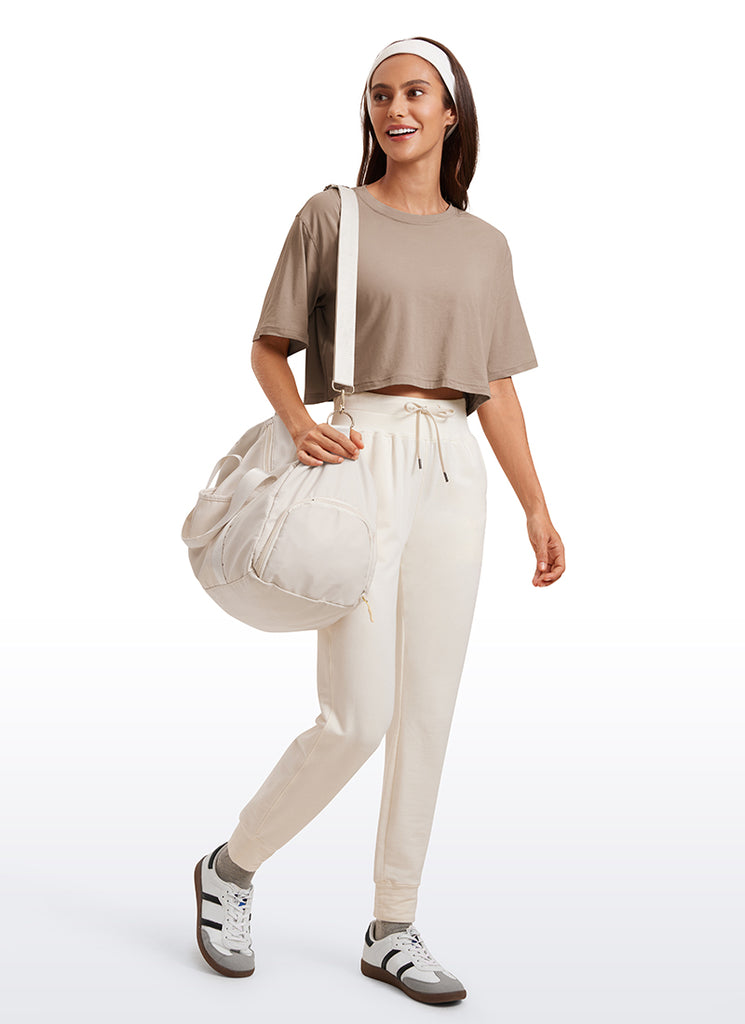 CRZ YOGA Women's Casual Loose Fit Pima Cotton Short Sleeves Cropped Mortar color