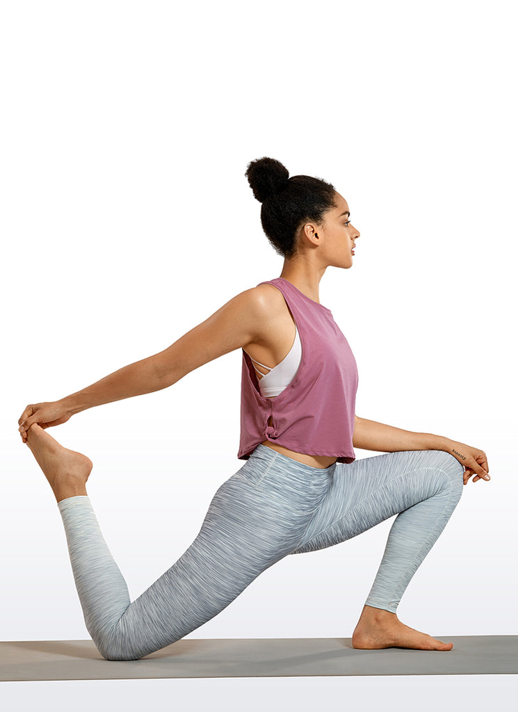 CRZ YOGA Women's Yoga Loose Fit Top Pima Cotton Crop Tank Deep Armhole Moss Rose