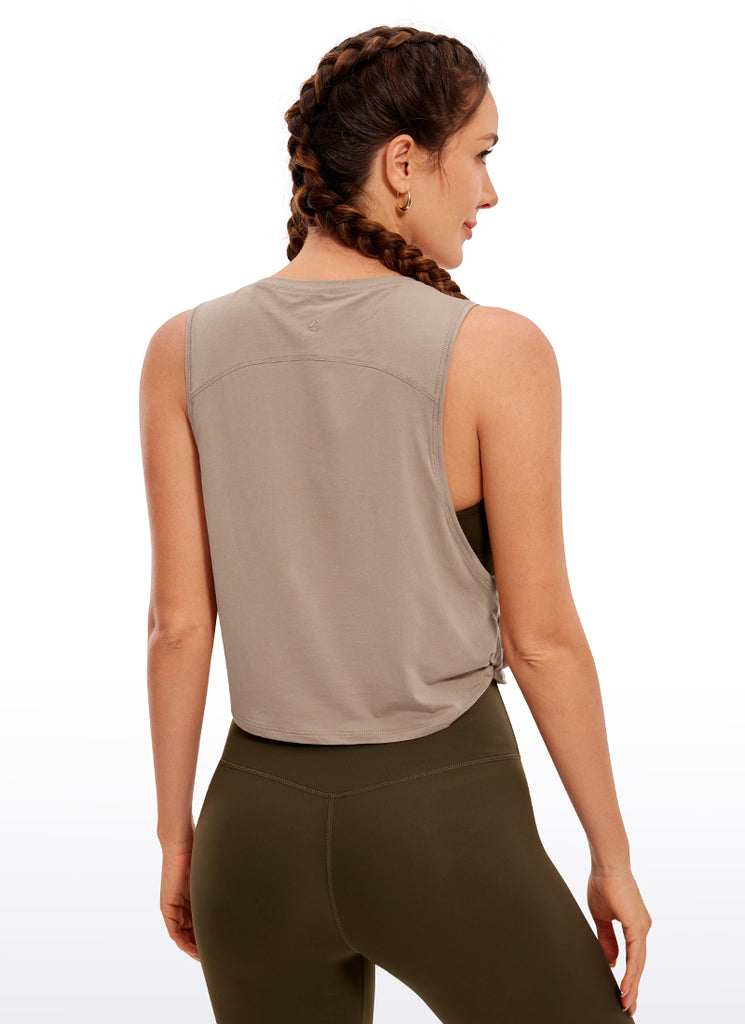 CRZ YOGA Women's Yoga Loose Fit Top Pima Cotton Crop Tank Deep Armhole Strong Blue