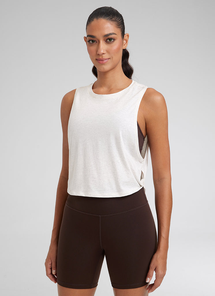 CRZ YOGA Women's Yoga Loose Fit Top Pima Cotton Crop Tank Deep Armhole Black