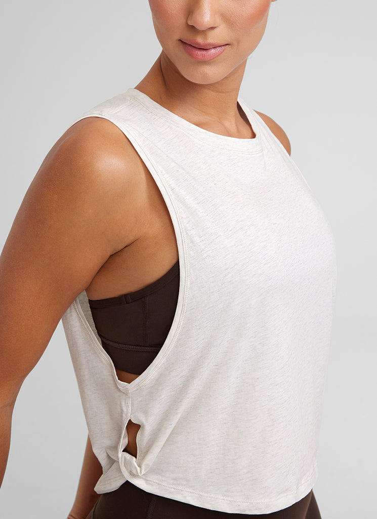 CRZ YOGA Women's Yoga Loose Fit Top Pima Cotton Crop Tank Deep Armhole Black