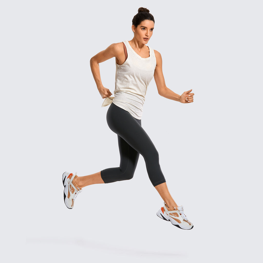 CRZ YOGA Women's Yoga Loose Fit Tops Pima Cotton Tank Split Open Back Misty Merlot