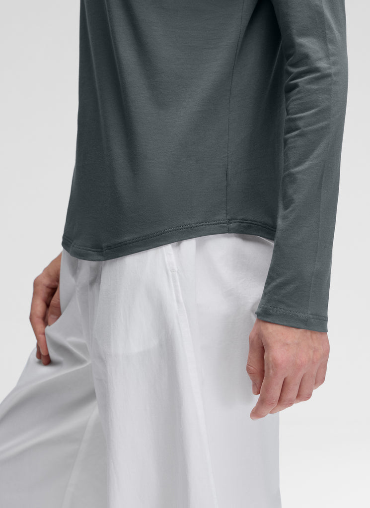 CRZ YOGA Women's Yoga Classic Fit Tops Pima Cotton Workout Long Sleeve Cinnamon Ash