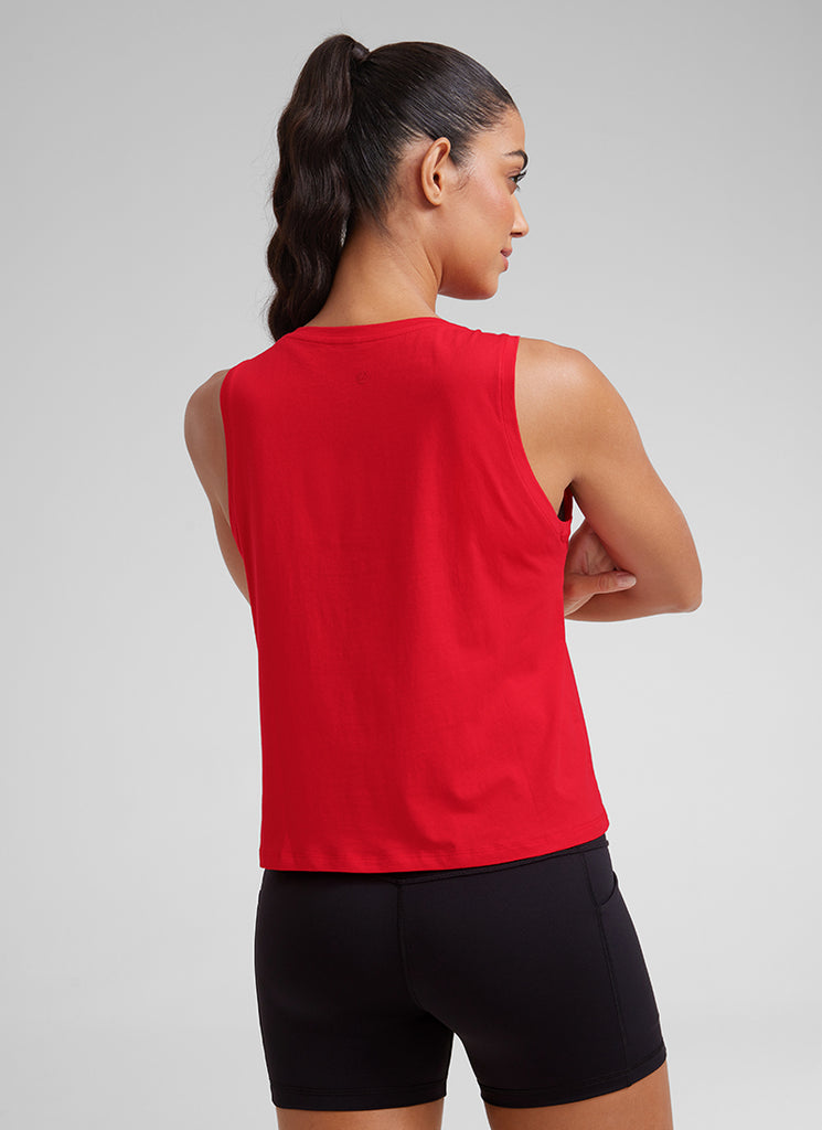 CRZ YOGA Women's Yoga Loose Fit Tops Pima Cotton Crop Tank Round Neck Graphite Green