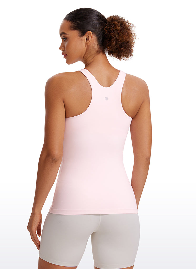 CRZ YOGA Women's Yoga Slim Fit Top Butterluxe Tank Racerback High Neck Strawberry Pink