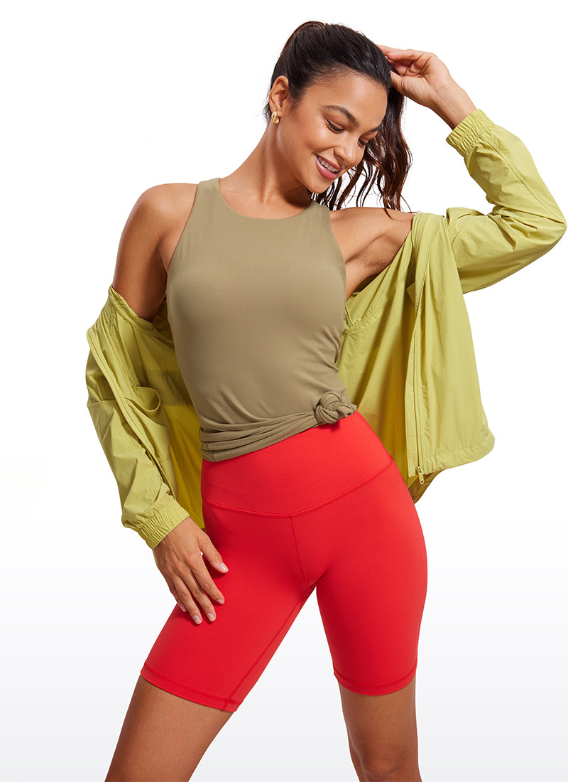 CRZ YOGA Women's Yoga Slim Fit Top Butterluxe Tank Racerback High Neck Soul Brown @model_info:MAR