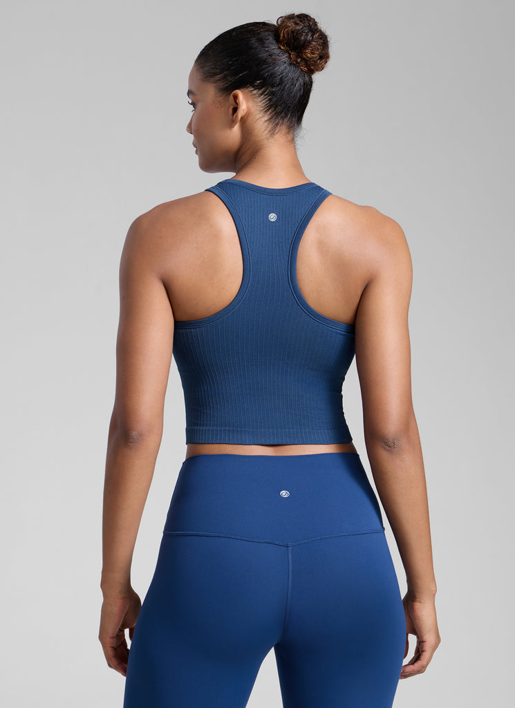 CRZ YOGA Women's Yoga Slim Fit Tops Seamless Longline Tank High Neck Deep Red