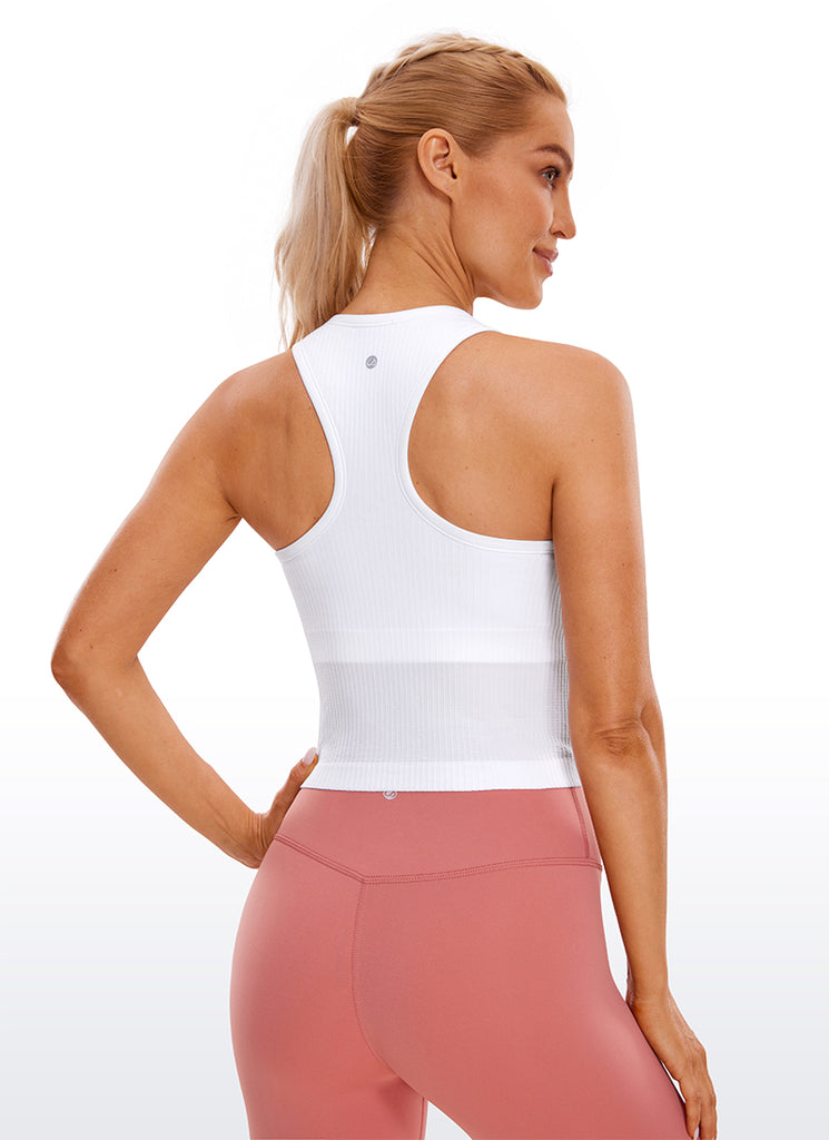 CRZ YOGA Women's Yoga Slim Fit Tops Seamless Longline Tank High Neck Black