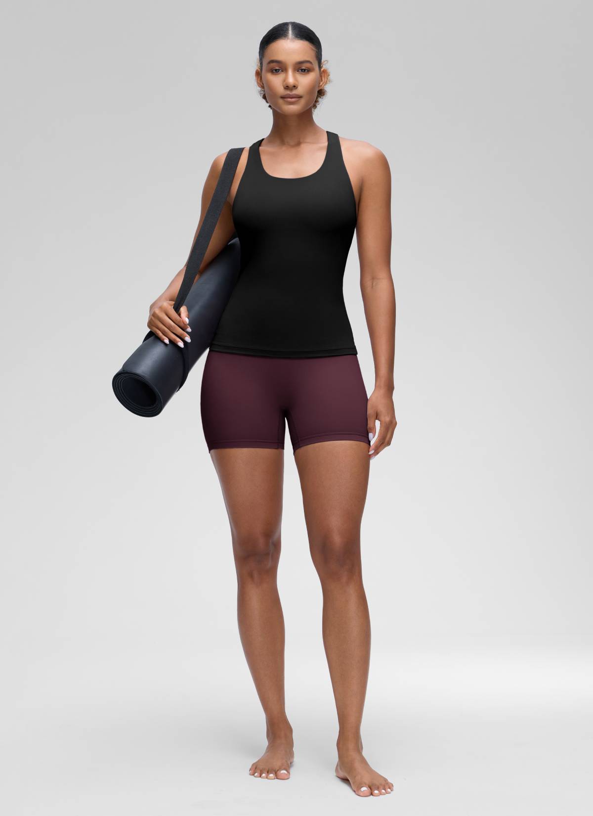 CRZ YOGA Women's Yoga Tight Fit Tops Butterluxe Built-in Bra Tank Black @model_info:Babrara