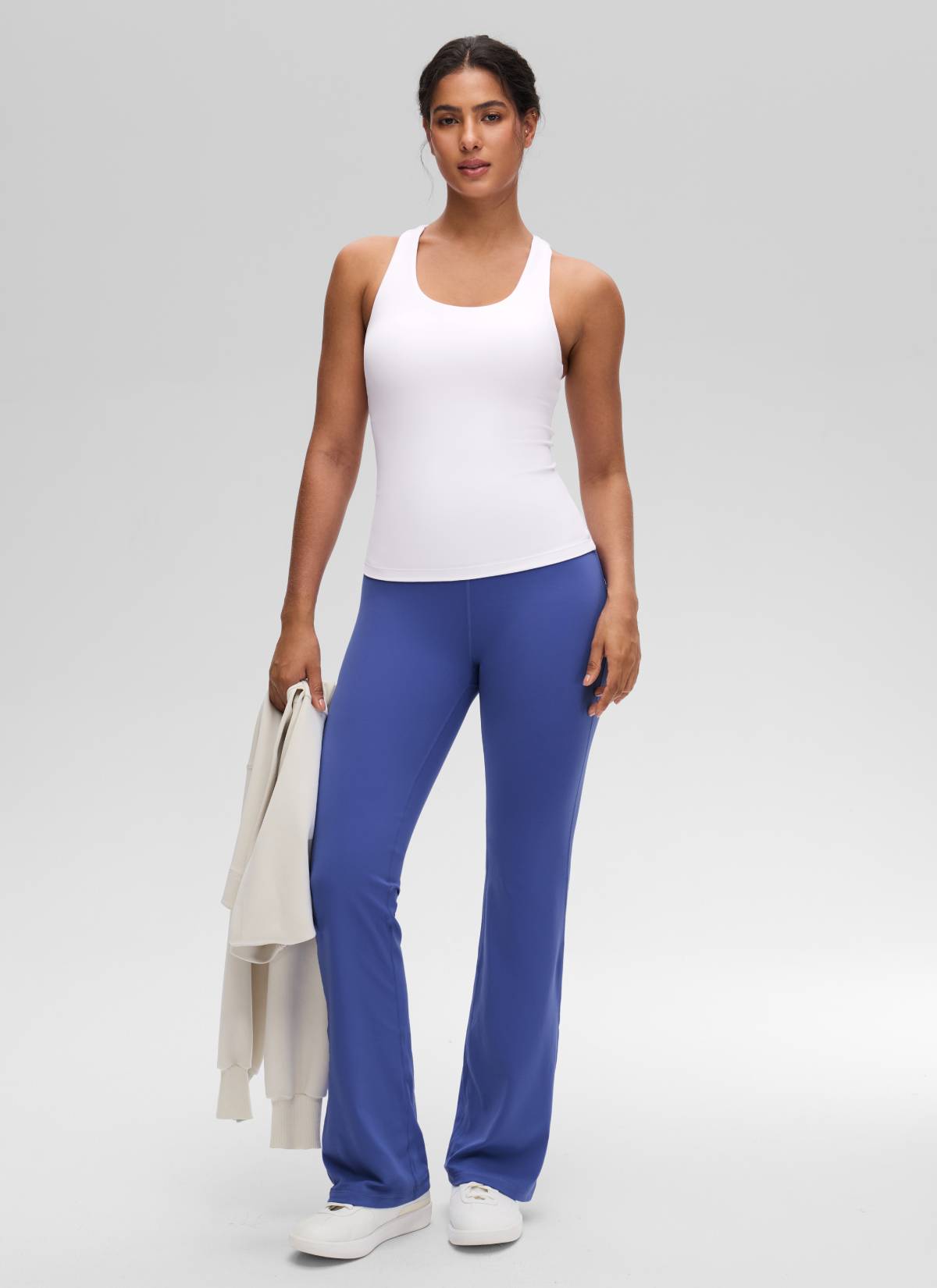 CRZ YOGA Women's Yoga Tight Fit Tops Butterluxe Built-in Bra Tank White @model_info:Carol