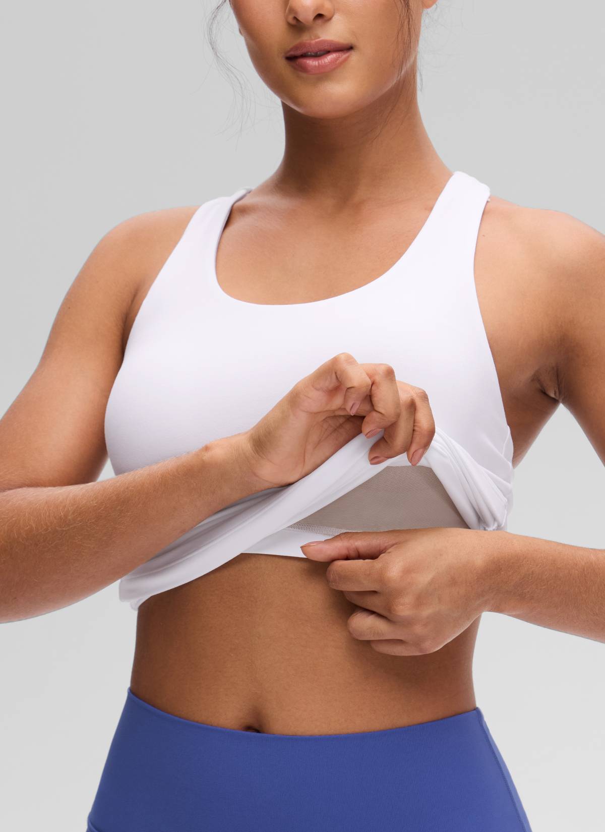 CRZ YOGA Women's Yoga Tight Fit Tops Butterluxe Built-in Bra Tank White @model_info:Carol