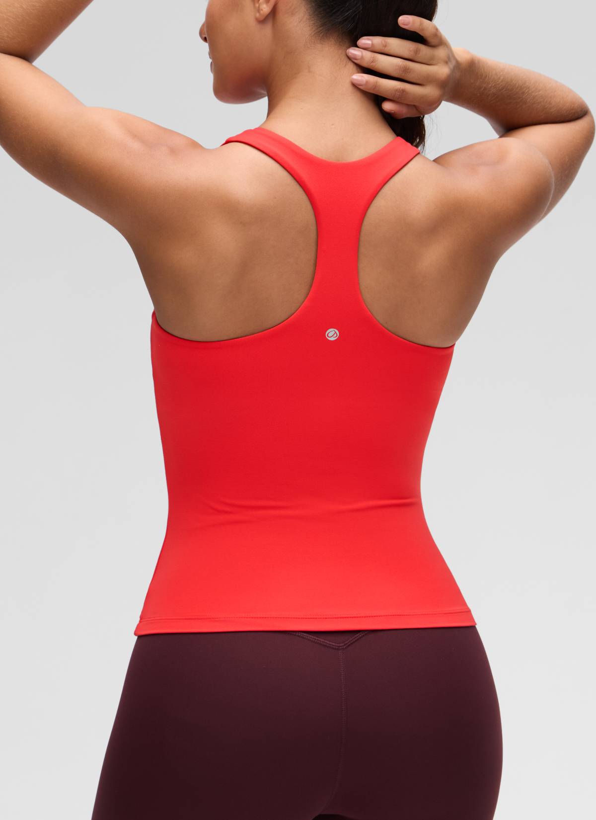CRZ YOGA Women's Yoga Tight Fit Tops Butterluxe Built-in Bra Tank Deep Red @model_info:Carol