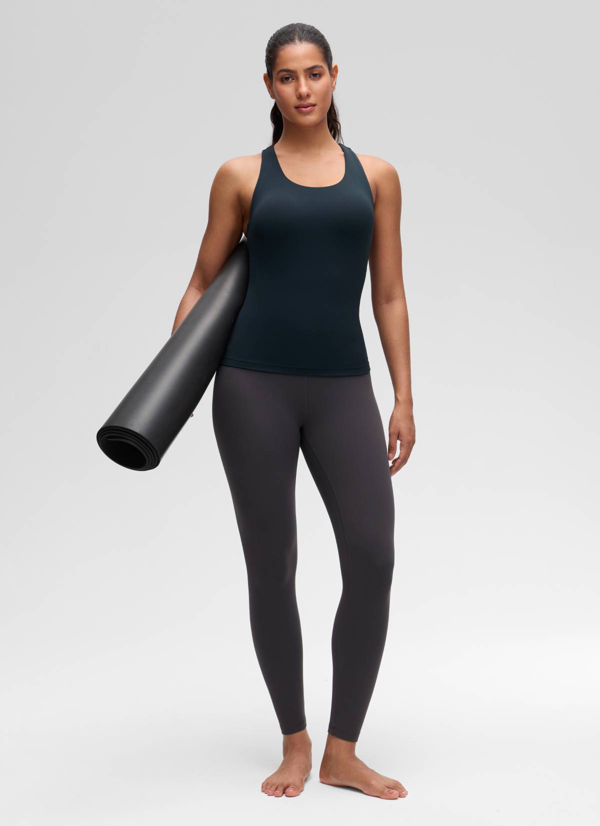 CRZ YOGA Women's Yoga Tight Fit Tops Butterluxe Built-in Bra Tank True Navy @model_info:Carol