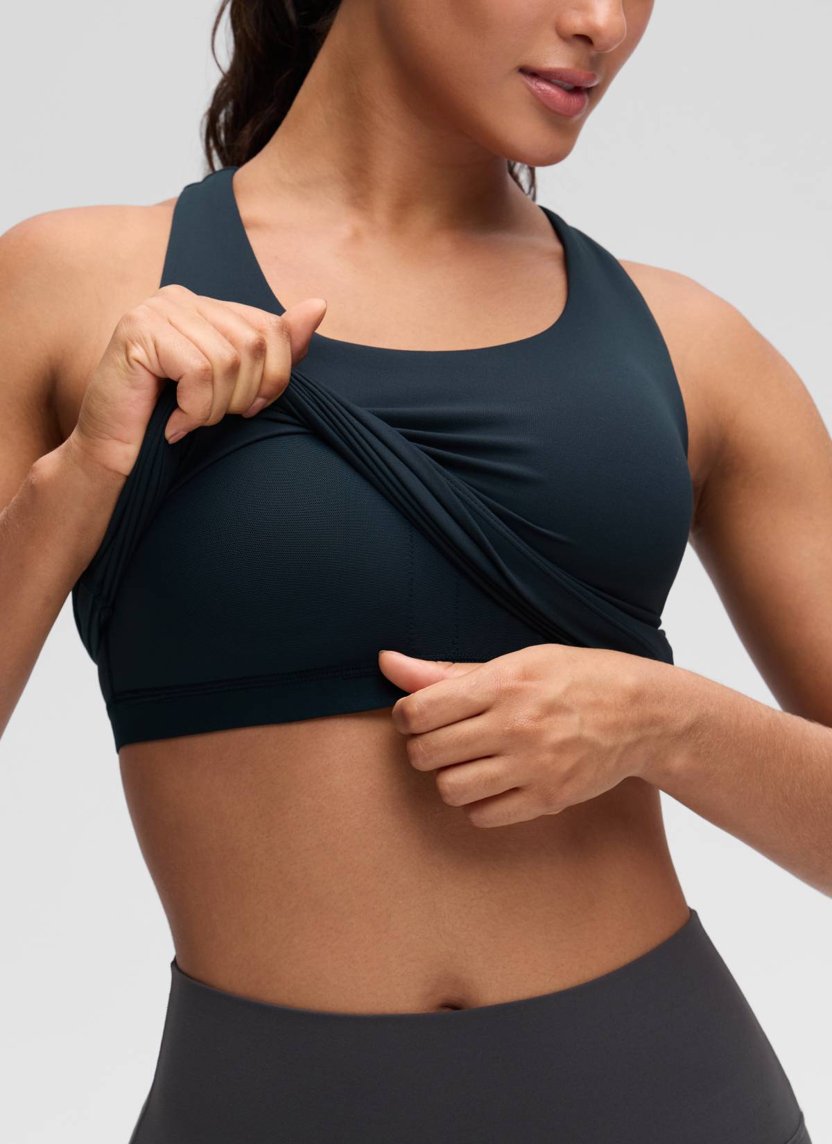 CRZ YOGA Women's Yoga Tight Fit Tops Butterluxe Built-in Bra Tank True Navy @model_info:Carol