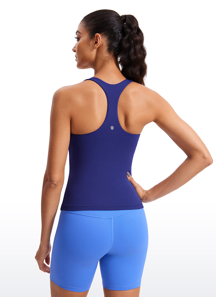 CRZ YOGA Women's Yoga Tight Fit Tops Butterluxe Built-in Bra Tank Dark Carbon