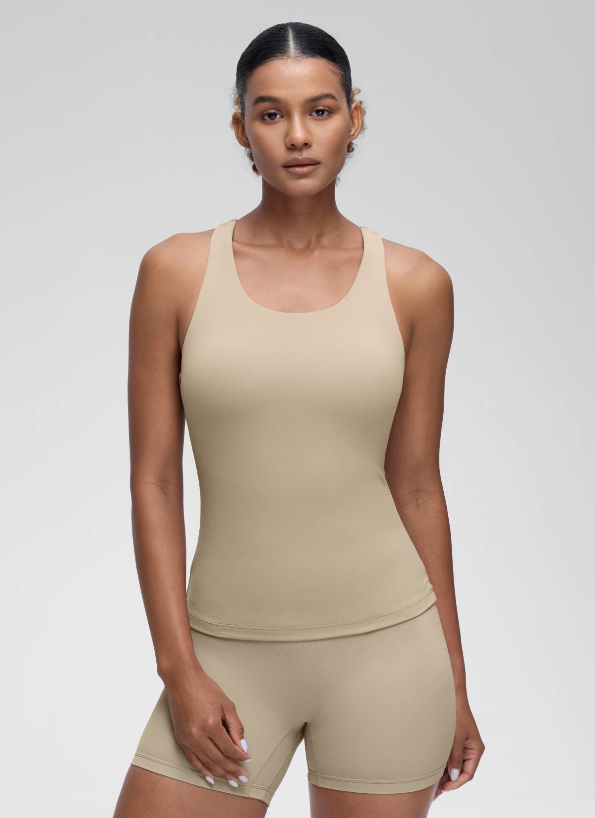 CRZ YOGA Women's Yoga Tight Fit Tops Butterluxe Built-in Bra Tank Oak