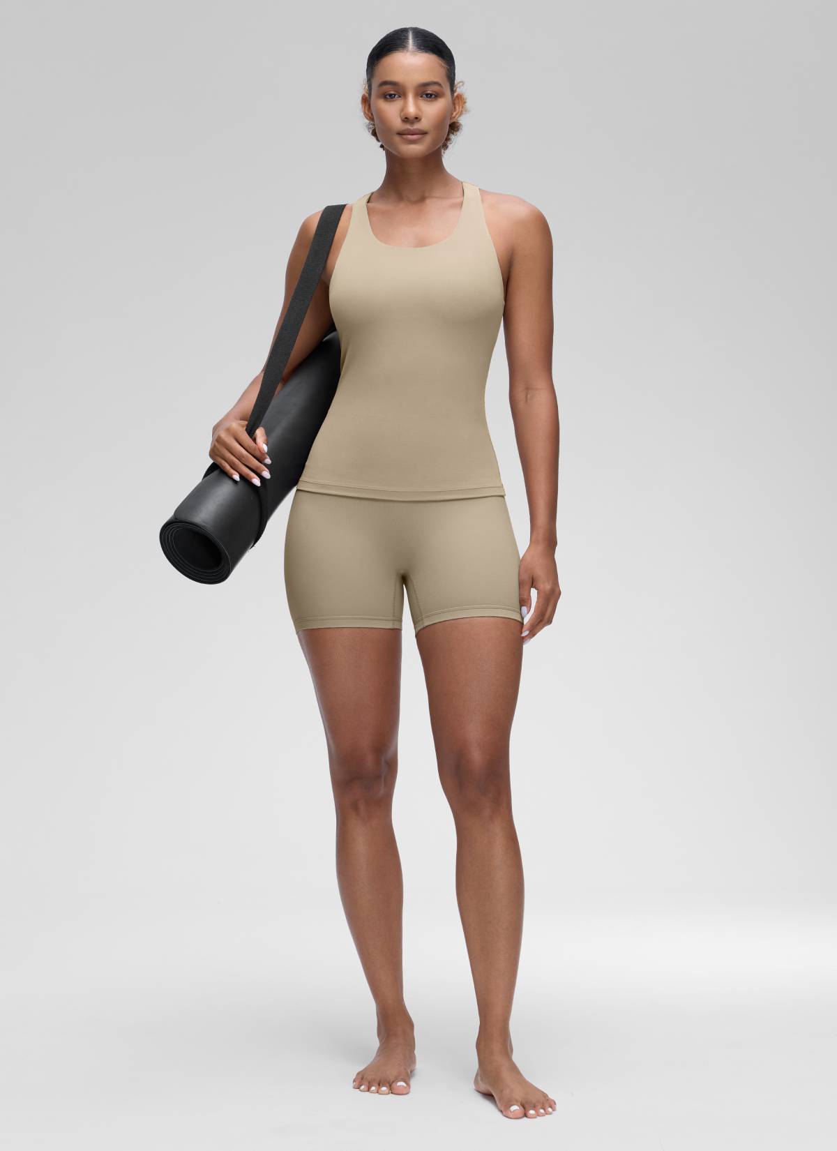 CRZ YOGA Women's Yoga Tight Fit Tops Butterluxe Built-in Bra Tank Oak
