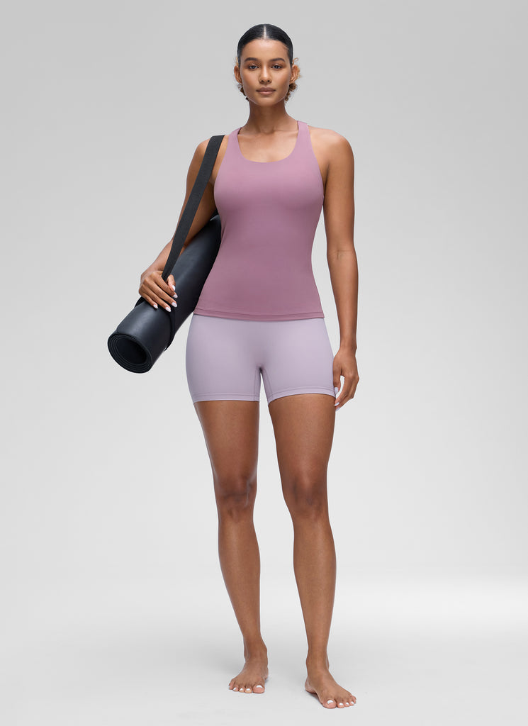 CRZ YOGA Women's Yoga Tight Fit Tops Butterluxe Built-in Bra Tank Larkspur Blue