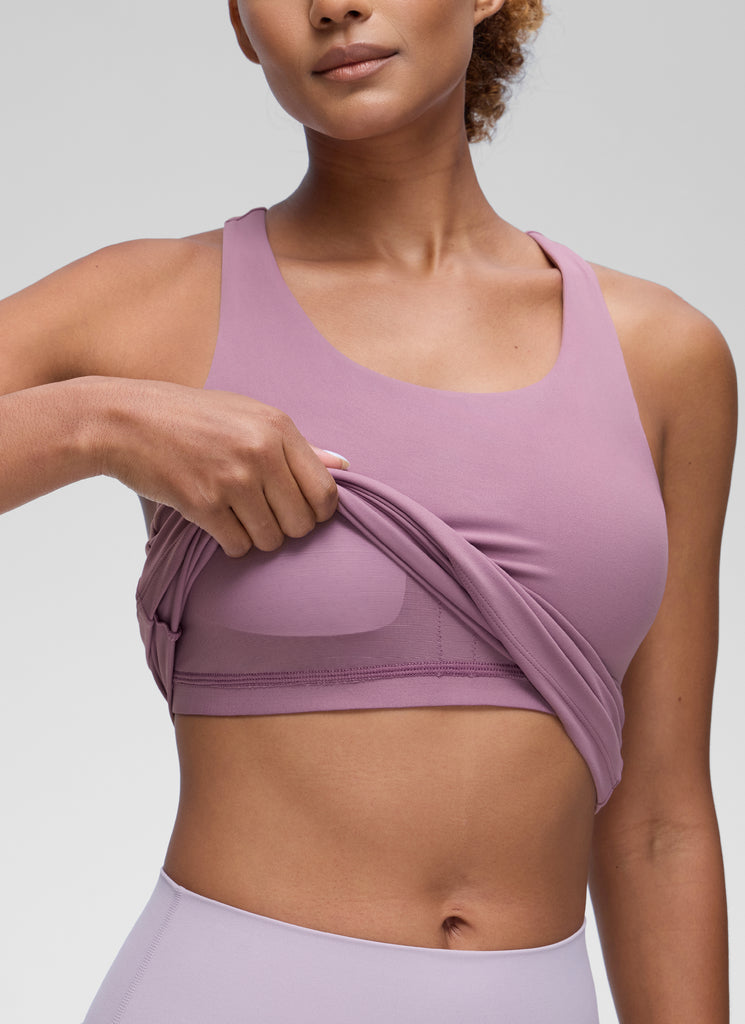 CRZ YOGA Women's Yoga Tight Fit Tops Butterluxe Built-in Bra Tank Larkspur Blue