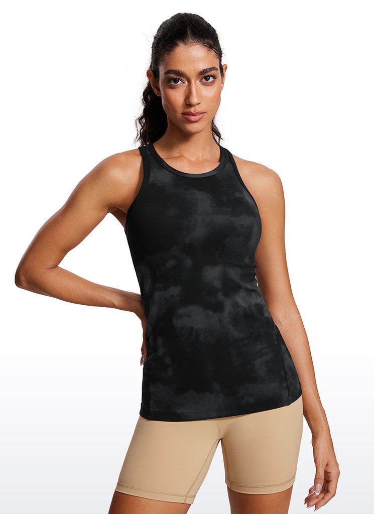 CRZ YOGA Women's Yoga Slim Fit Top Butterluxe Tank Racerback High Neck Black