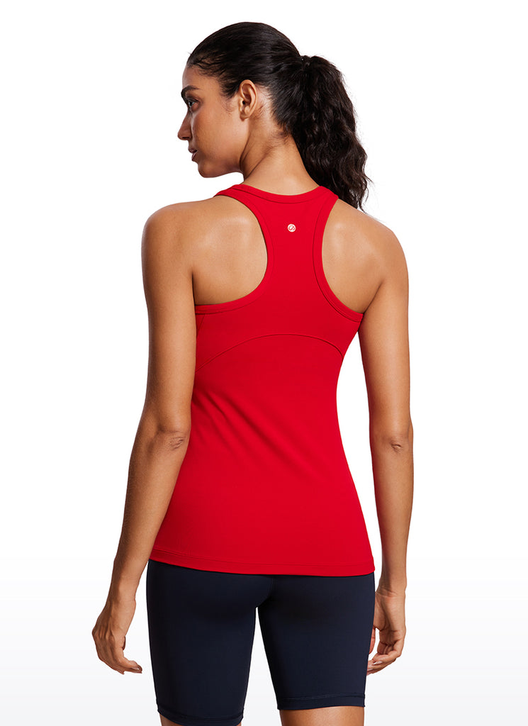 CRZ YOGA Women's Yoga Slim Fit Top Butterluxe Tank Racerback High Neck Red Chili