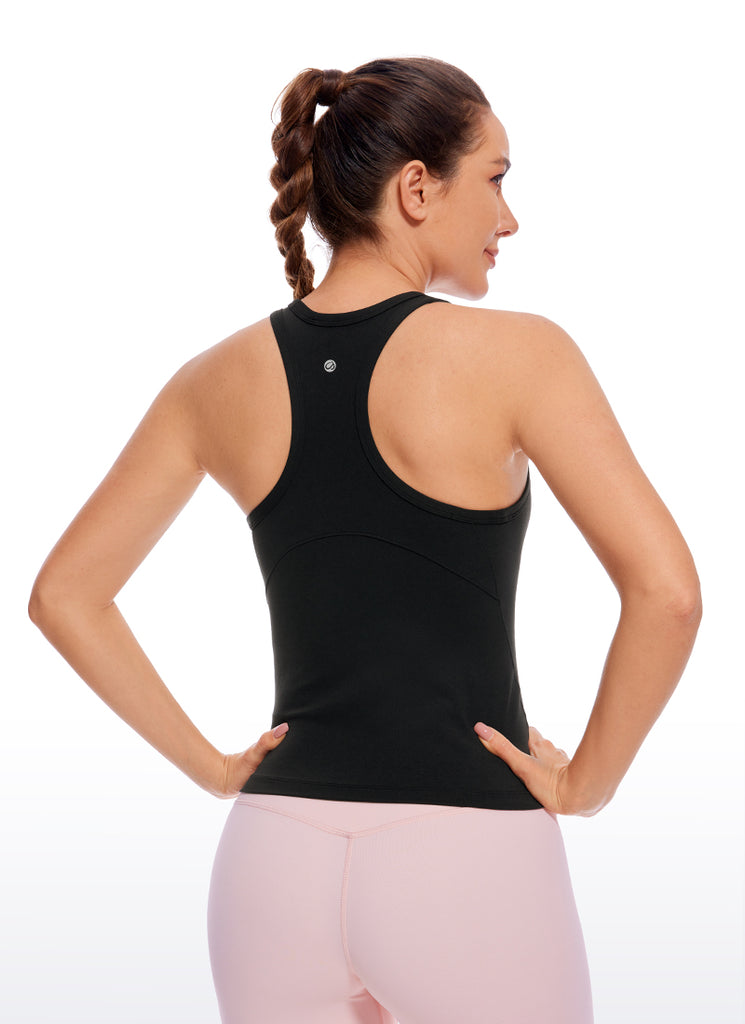 CRZ YOGA Women's Yoga Tight Fit Tops Butterluxe Tank Top High Neck Black