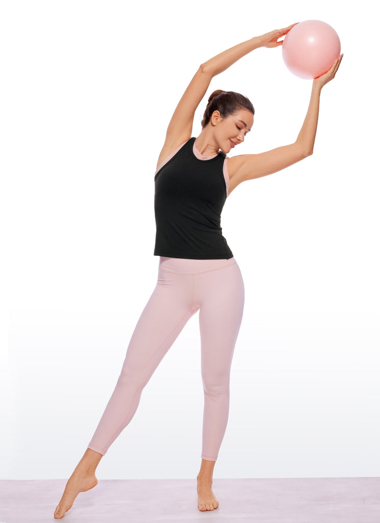 CRZ YOGA Women's Yoga Tight Fit Tops Butterluxe Tank Top High Neck Black