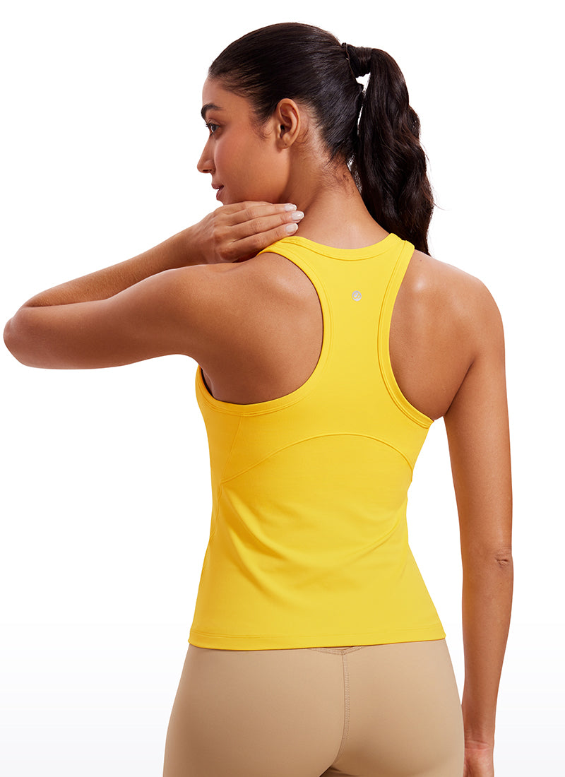CRZ YOGA Women's Yoga Tight Fit Tops Butterluxe Tank Top High Neck High Visibility Yellow